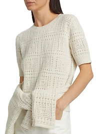 Elysia Crochet Cashmere Short-Sleeve Sweater