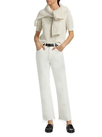 Elysia Crochet Cashmere Short-Sleeve Sweater