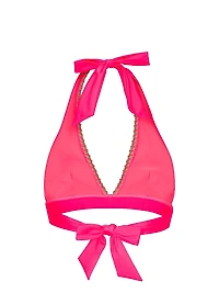 Carvico Crochet-Trim Halterneck Bikini Top