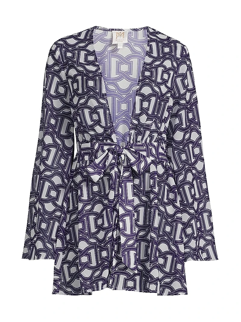 Jessie Chain Chiffon Plunge-Neck Minidress