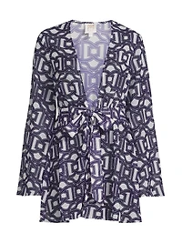 Jessie Chain Chiffon Plunge-Neck Minidress