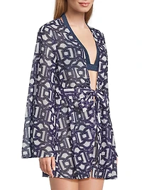 Jessie Chain Chiffon Plunge-Neck Minidress