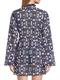 Jessie Chain Chiffon Plunge-Neck Minidress