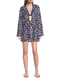 Jessie Chain Chiffon Plunge-Neck Minidress