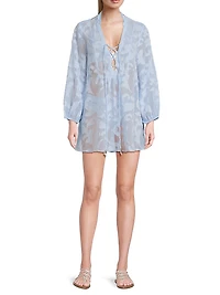 Scroll Burnout V-Neck Minidress