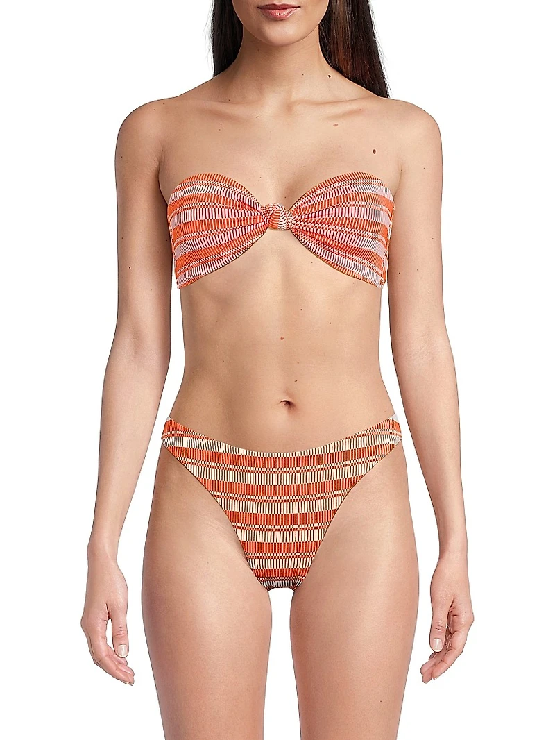Striped Knot Bandeau Bikini Top