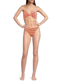 Striped Knot Bandeau Bikini Top