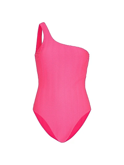 Joni Chevron One-Shoulder One-Piece Swimsuit