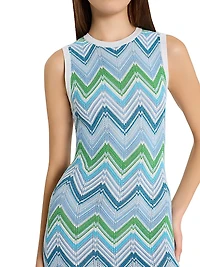 Zigzag Striped Knit Sleeveless Midi-Dress