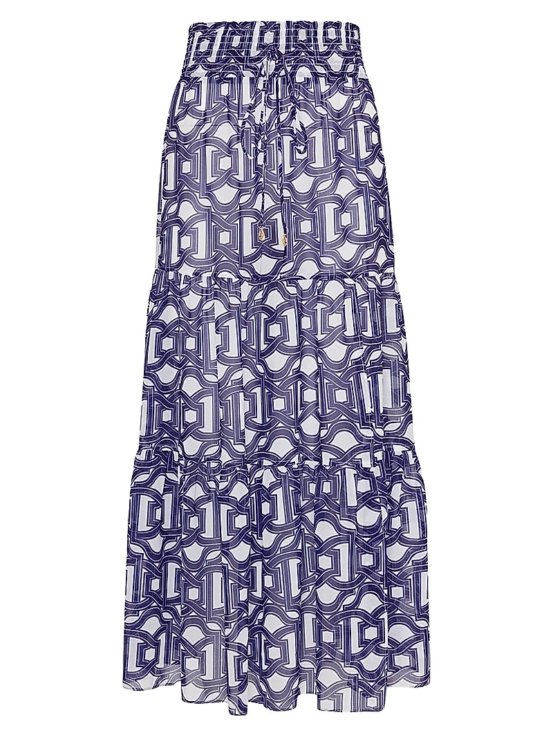 Jem Nautical Chain Chiffon Tiered Maxi-Skirt