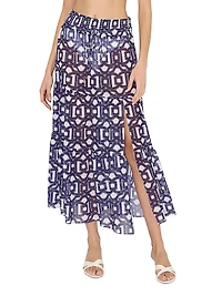 Jem Nautical Chain Chiffon Tiered Maxi-Skirt
