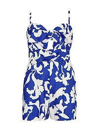 Anya Lily Abstract Linen-Blend Romper