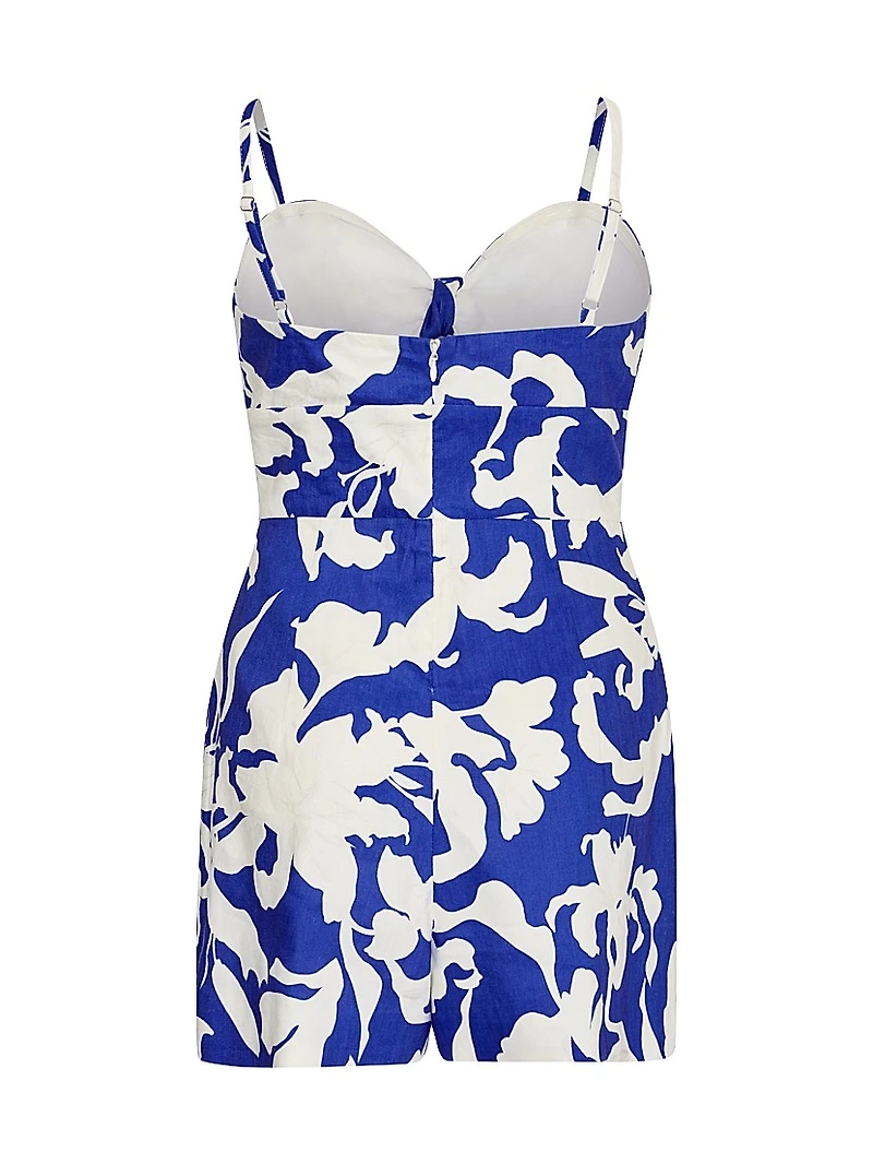 Anya Lily Abstract Linen-Blend Romper