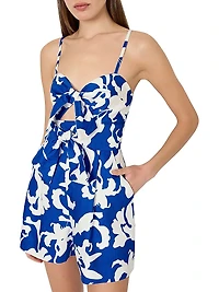 Anya Lily Abstract Linen-Blend Romper