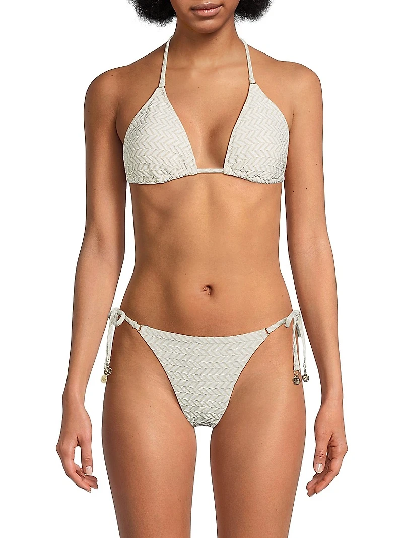 Metallic Herringbone Bikini Top