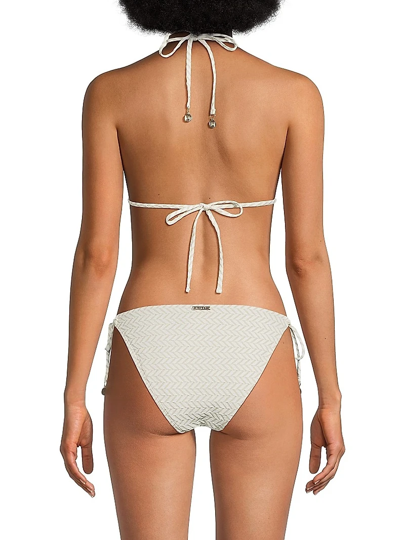 Metallic Herringbone Bikini Top