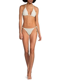 Metallic Herringbone Bikini Top