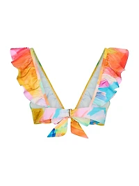Watercolor Paint Stroke Ruffle Bikini Top