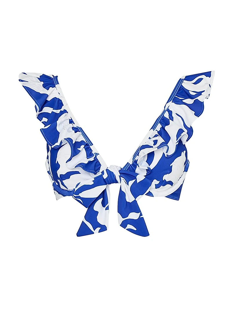 Lily Silhouette Ruffle Abstract Bikini Top