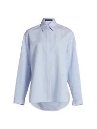 Hunter Striped Cotton & Silk Poplin Button-Front Top