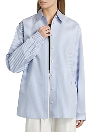 Hunter Striped Cotton & Silk Poplin Button-Front Top