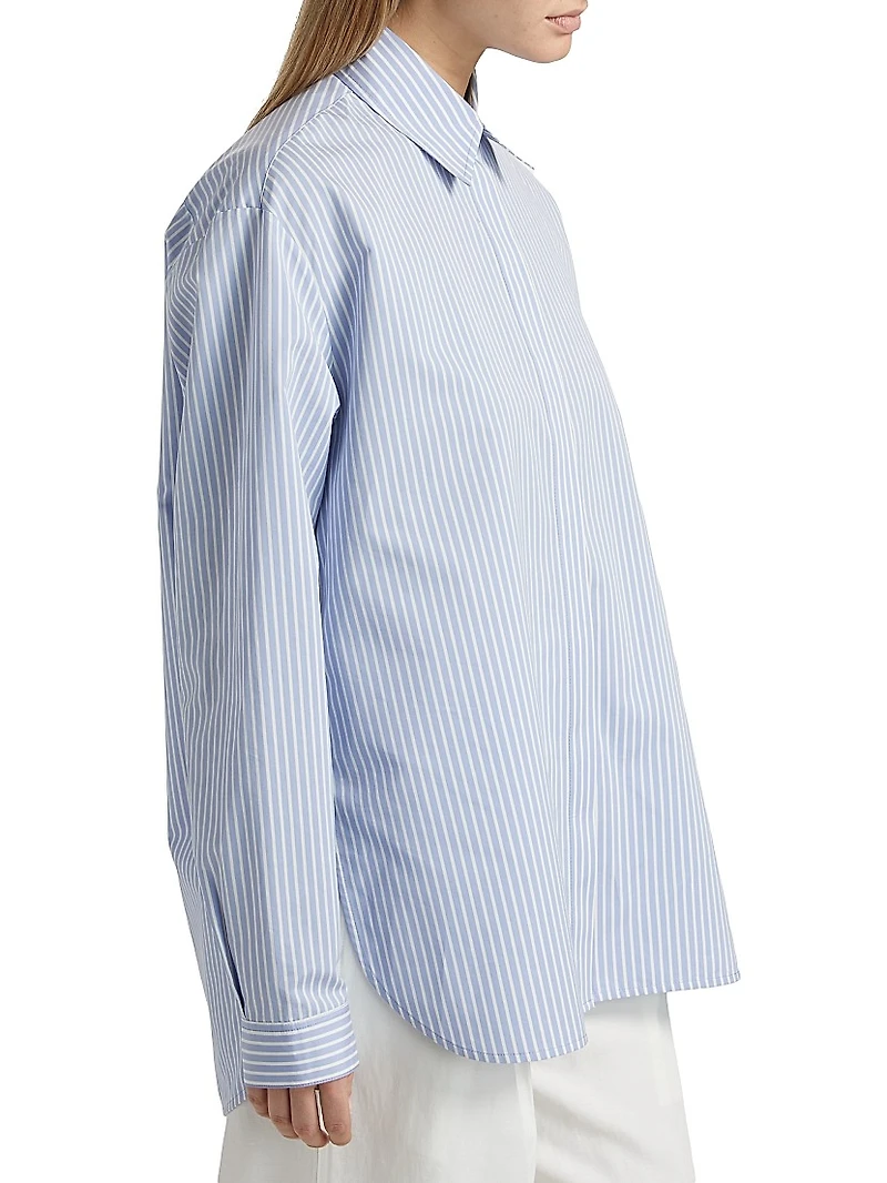 Hunter Striped Cotton & Silk Poplin Button-Front Top