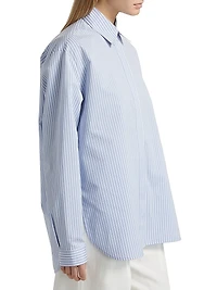 Hunter Striped Cotton & Silk Poplin Button-Front Top