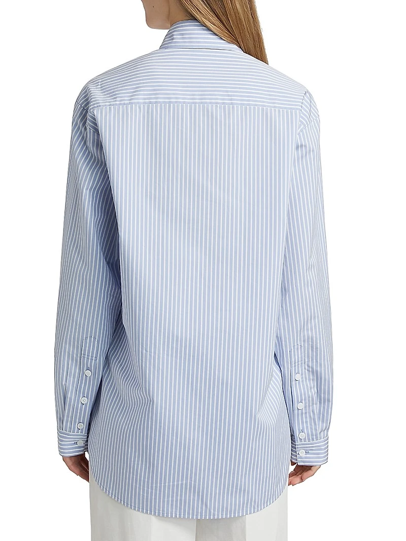 Hunter Striped Cotton & Silk Poplin Button-Front Top