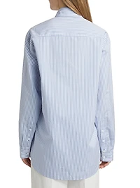 Hunter Striped Cotton & Silk Poplin Button-Front Top
