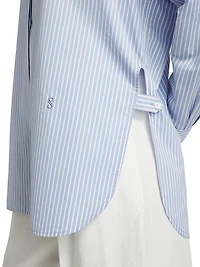 Hunter Striped Cotton & Silk Poplin Button-Front Top
