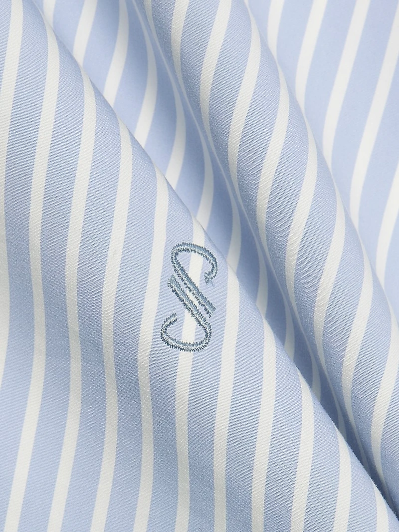 Hunter Striped Cotton & Silk Poplin Button-Front Top