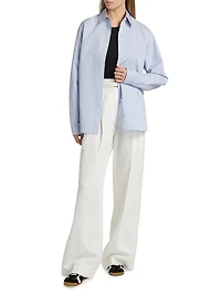 Hunter Striped Cotton & Silk Poplin Button-Front Top