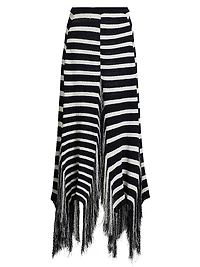Yves Striped Cotton Fringe Maxi Skirt