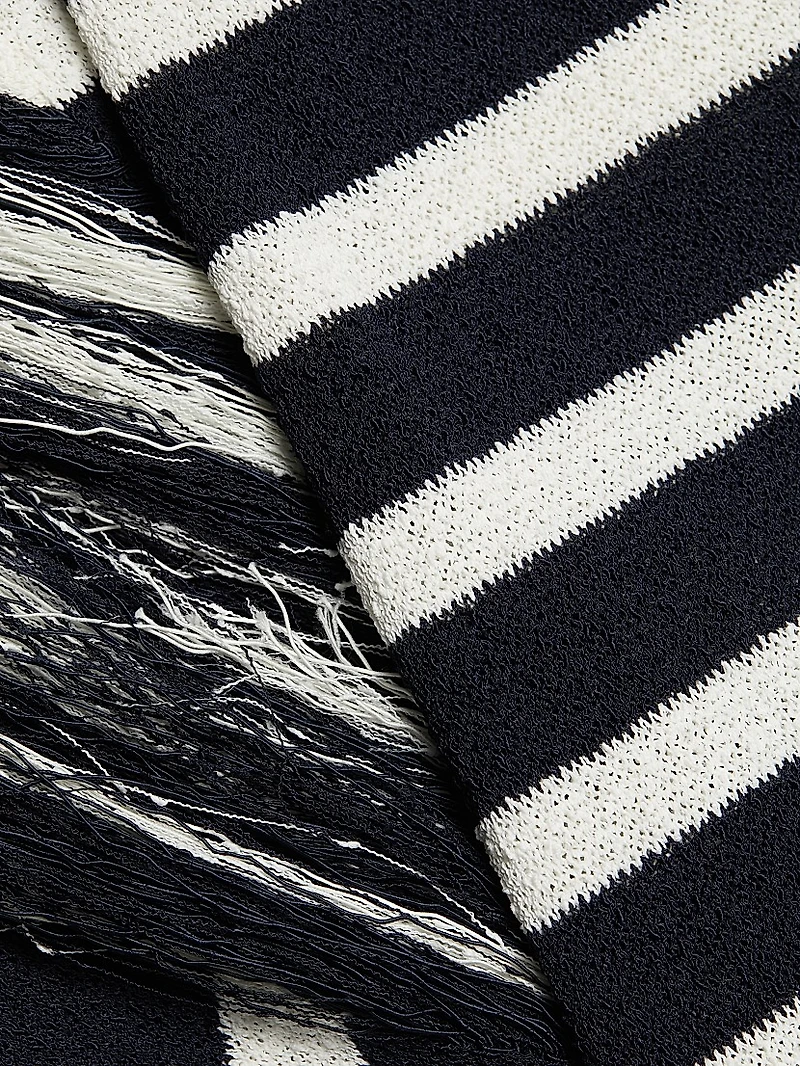 Yves Striped Cotton Fringe Maxi Skirt