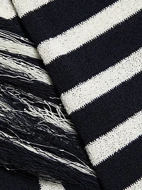 Yves Striped Cotton Fringe Maxi Skirt