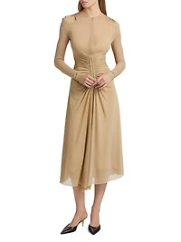 Kerstin Ruched Crepe Jersey Midi-Dress