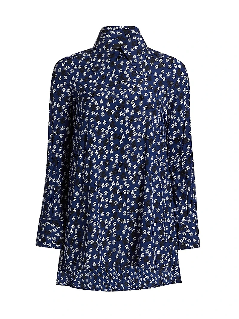 Emmeline Floral Silk-Blend Button-Front Shirt