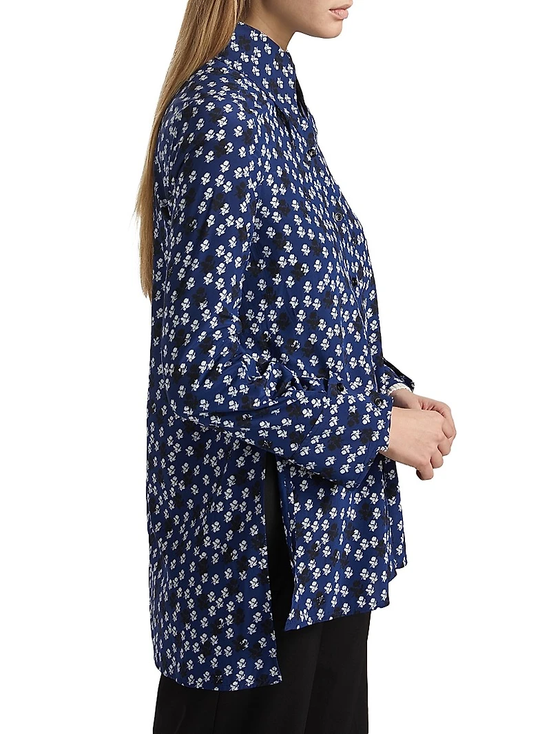 Emmeline Floral Silk-Blend Button-Front Shirt