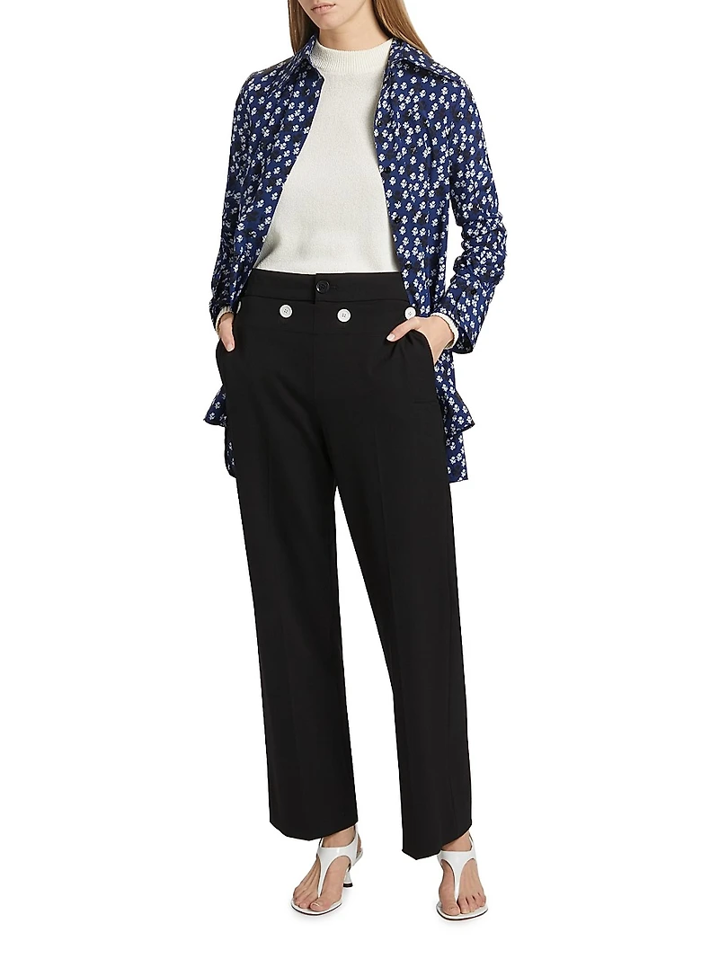 Emmeline Floral Silk-Blend Button-Front Shirt