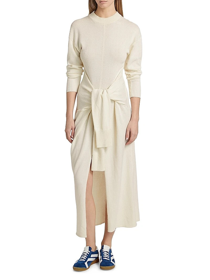 Luca Silk-Blend Tie-Waist Sweater Maxi Dress
