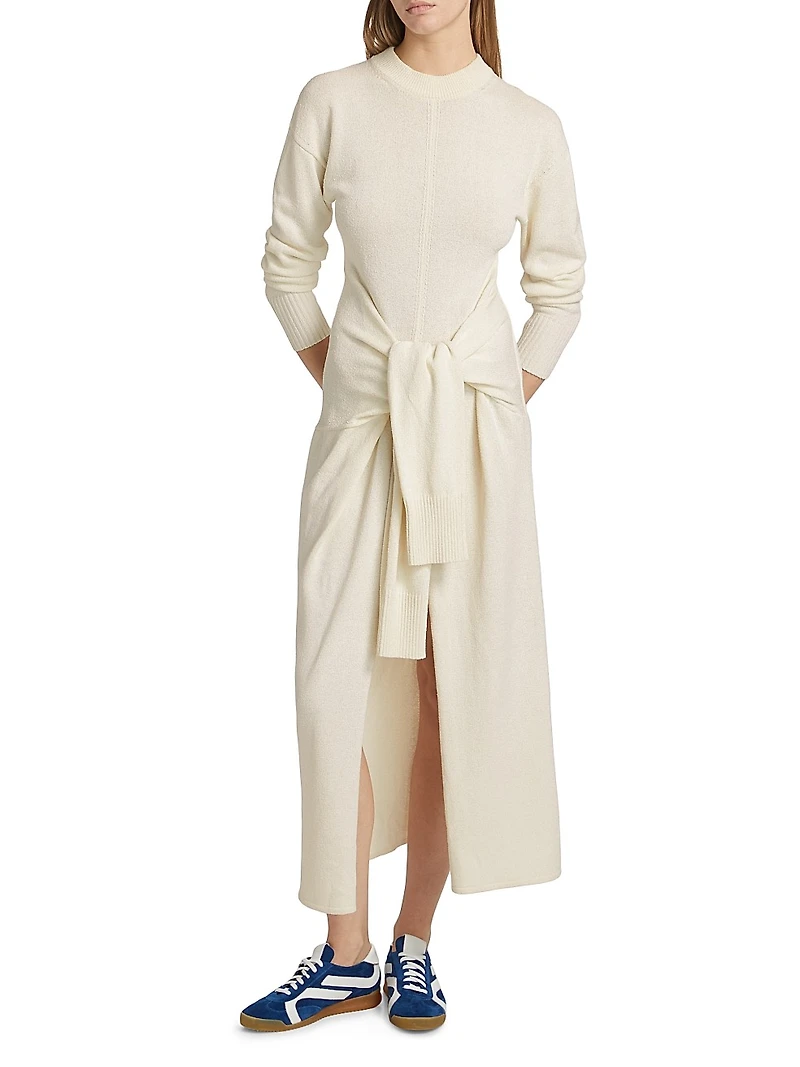 Luca Silk-Blend Tie-Waist Sweater Maxi Dress