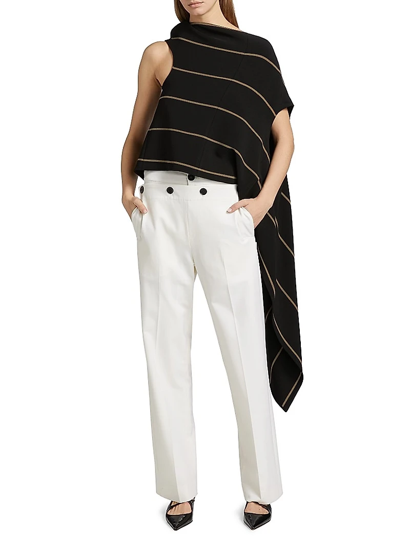 Sutton Striped Asymmetric Boatneck Top