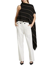 Sutton Striped Asymmetric Boatneck Top