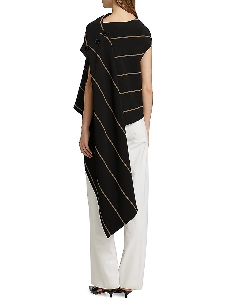 Sutton Striped Asymmetric Boatneck Top