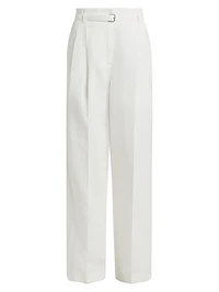 Jules Belted Linen-Blend Flared Pants