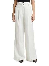 Jules Belted Linen-Blend Flared Pants