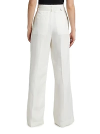 Jules Belted Linen-Blend Flared Pants
