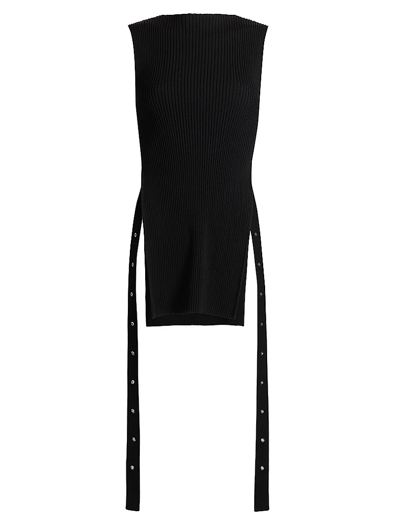 Rita Rib-Knit Sleeveless Side-Slit Top