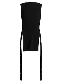 Rita Rib-Knit Sleeveless Side-Slit Top