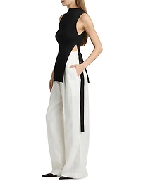Rita Rib-Knit Sleeveless Side-Slit Top